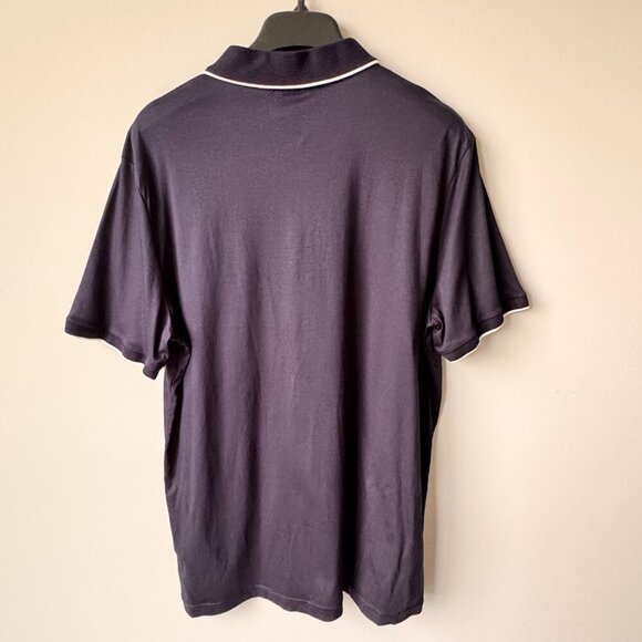 NWT Hugo Boss Slim Fit Mercerised Short Sleeve Zip Golf Shirt Navy - Picture 3 of 10